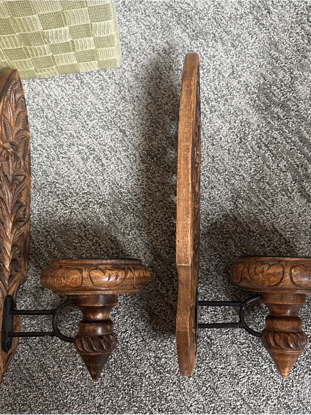 Hand-Carved Brown Wood Wall Sconces - Decorative Home Wall Decor, Pier 1 - Picture 2 of 6